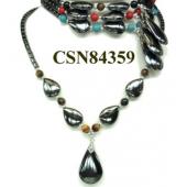 Assorted Semi precious Stone Hematite Tear Drop Pendant Beads Stone Chain Choker Fashion Women Necklace